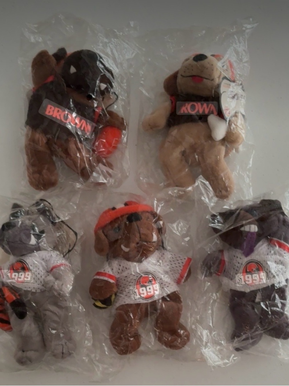 Vintage 1999 Cleveland Browns "Dawg Pound" plush beanbag set. New in Package(s)